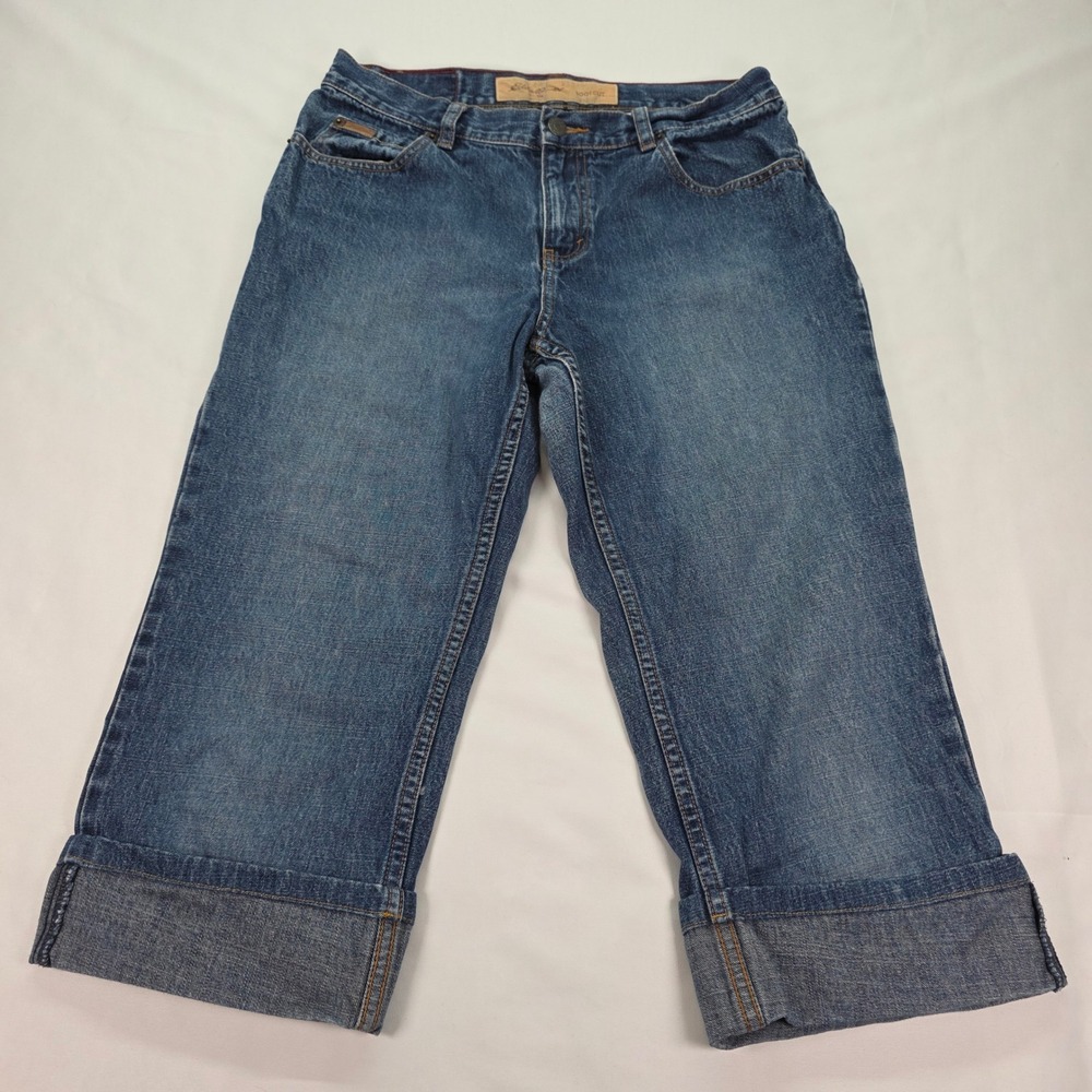 Eddie‎ Bauer Womens Capri Crop Jeans Medium Wash Denim Blue Size 10 Cuffed Hem